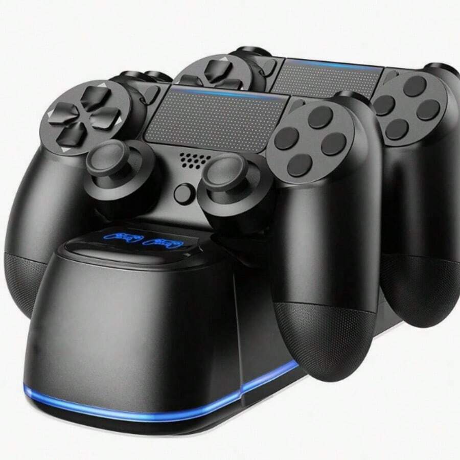 PS 4 Controller Dual Charging Dock, 2H Fast Charge, LED Indicator & Ambient Light, Black, Compatible With PS 4/Slim/Pro - 查看 1