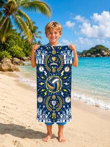 1 pieza Toalla de playa con tema de voleibol para niños, manta de playa extra grande de microfibra súper suave, toalla de baño súper absorbente, adecuada para viajes, piscina, buceo, surf, yoga, camping, disponible en varios tamaños, accesorios de playa para playa, piscina, viajes, camping, yoga - Multicolor - Ver 8