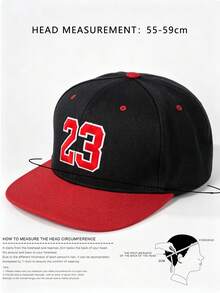 1pc Men's Embroidered 23 Flat Brim Baseball Cap, Outdoor Sports Trucker Hat, Adjustable Sun Protection Casual Mesh Cap, Suitable For Spring/Autumn Travel, Beach, Party - Multicolor - View 2