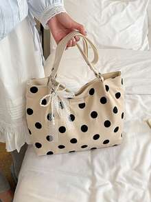 Bolso Tote para Mujer, Tela con Estampado Floral, Gran Capacidad, Bolso de Viaje Diario, Accesorio Esencial de Moda & Versátil - Blanco - Ver 4