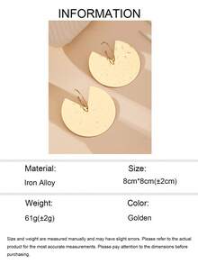 1 Pair INS Style Exaggerated Large Round Metal Drop Earrings, Fashion Versatile High-End Design, Elegant Elegant Women's Ear Jewelry, Light Luxury Vintage Earrings Suitable For Daily Wear, Party, Date, Shopping, Street Photography - Gold - View 6