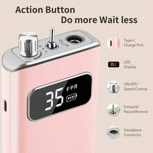 enniewi Electric Nail Drill, Portable Nail Drill Set, Equipped With A Rechargeable Base, Cordless Electric Nail Drill, Suitable For Removing Gel And Acrylic Nails, Home Salon Pedicure And Manicure Tool - Pink - View 9