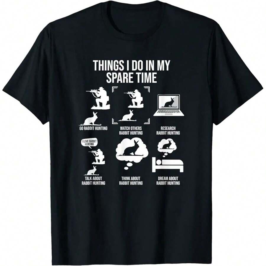 Things I Do In My Spare Time, Rabbit Hunting T-Shirt - Negro - Ver 1