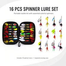 Fishing Spinner Lure Set, 16 Pcs Assorted Metal Spoon Spinners With Zippered Storage Case For Bass Trout Panfish - 16pcs - View 3