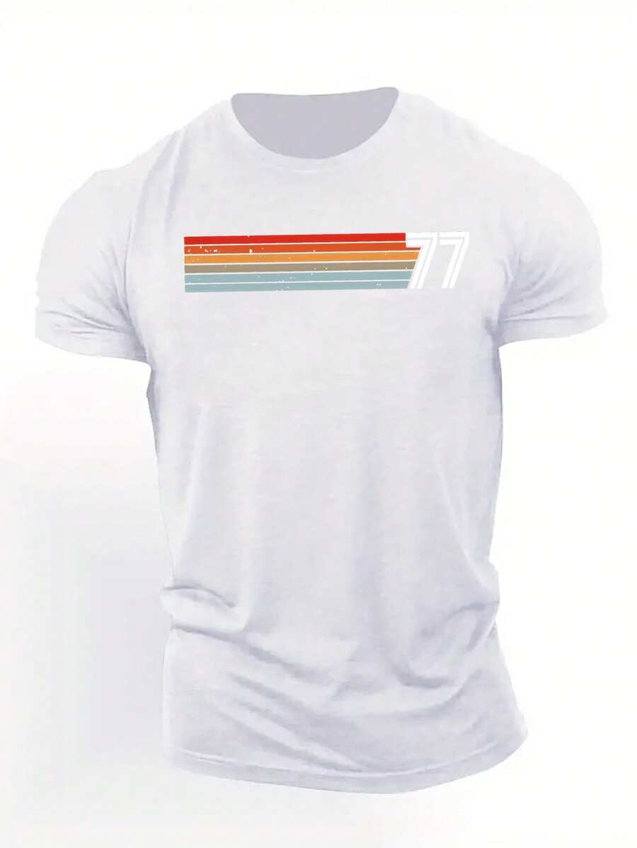 Men'S Summer T-Shirt With Short Sleeves From 1977 Retro Collection - 白色 - 查看 1