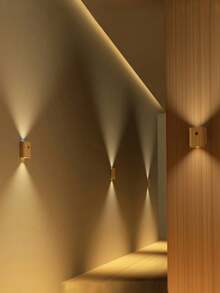 1pc USB Rechargeable Magnetic Wood Grain Sensor Night Light, LED Bedside Reading Light, Smart Linked Sensor Stair Night Light. Rechargeable, Suitable For Stair Lighting, Hallway Lighting And Home Decor. - Multicolor - View 5