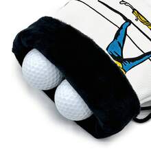 1Pc Big Swing Golfer Embroidery Drawstring Golf Pouch, Fun Cartoon Golf Player Pattern Portable Storage Bag With Hook For Golf Accessories - Multicolor - View 6
