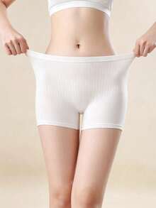 3pcs Women's Solid Color Mid-Waist Boxer Briefs, Elegant Comfortable Women's Boxer Briefs, Daily Casual Fashion Textured Underwear, Suitable For Back To School, Halloween, Christmas Party, Asian Size Runs Small, Recommend Buying One Size Up - Multicolor - View 4