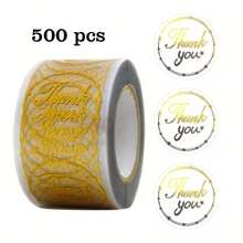 500pcs Gold Foil Star Border Transparent Thank You Stickers, Gradient Gold Foil Font, Smooth Peel And Stick Without Residue, Suitable For Gift Boxes, Express Delivery, Bakery Packaging, Versatile Packaging To Enhance Ritual Feeling, Practical And Convenient For Bulk Packaging - One Size Fits All - View 6