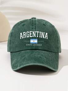 1件時尚極簡水洗棒球帽「ARGENTINA」印花圖案，送給家人與朋友的禮物，四季通用裝飾風格，美式復古運動風，男女通用必備時尚單品 - 阿根廷 - 查看 18