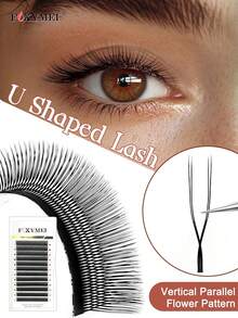 12 Rows U-Shaped 2D UU Eyelash Extensions C/D/LU(M) Curl U-Shaped Parallel Flower Lashes 8-15mm Double Pointed Flower Cluster Lashes Natural False Eyelashes Pre-Made Dense Eyelash Fan High-Quality Material Lighter And Softer For Makeup - D - 查看 7