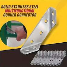 50/100pcs Rust-Proof Galvanized Iron Corner Bracket Set, Three-Sided Fixed Universal Support Bracket, Suitable For Wooden Furniture, Bookshelves, Drawers, Cabinets, Tables And Chairs. - A - View 8