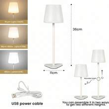 LED Wireless Touch Bathroom Table Lamp, USB-C Interface, Sensitive Touch Switch, 3 Color Light/Stepless Dimming, Portable Night Light, Room Decor, Detachable 3-In-1 Function, Modern Design, Suitable For Living Room/Bedroom/Children's Room/Bathroom/Bar Decor, Ideal Holiday Gift - Desk Lamp - View 12