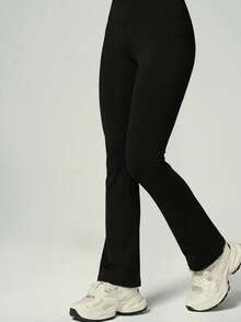 UONNOU 2pcs Women's Sports Shaping Flare Leggings, High Waist Flare Yoga Pants, Side Pockets, Tummy Control Butt Lifting Leg-Lengthening Pants, Yoga Fitness Casual Wear - Multicolor - View 10