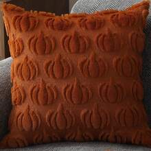 1pc/2pcs Maple Leaf Cushion, 18 X 18 Inch, Orange, Farmhouse Style, Decorative, Autumn Harvest Theme, Holiday, Synthetic Fur, Sofa, Bed Or Room - Burnt Orange - View 8