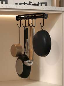 1 pieza Estante de ganchos moderno para gabinete - Estante de ganchos de almacenamiento de cocina montado en la pared de fácil instalación, ganchos de cocina, estante colgante multifuncional, estante de almacenamiento de utensilios de cocina para el hogar - Perchero - Ver 5