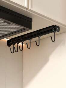 1 pieza Estante de ganchos moderno para gabinete - Estante de ganchos de almacenamiento de cocina montado en la pared de fácil instalación, ganchos de cocina, estante colgante multifuncional, estante de almacenamiento de utensilios de cocina para el hogar - Perchero - Ver 2