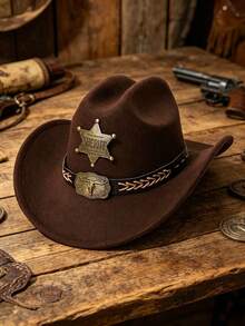 Sheriff Star Badge, Western Cowboy Role Play Prop For Stage Performance, Vintage Style Badge, Party Costume Accessory, Suitable As Gift And Collectible For Family Or Friends At Birthday Party Or Holiday - Multicolor - View 4