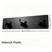 No-Drill Wall-Mounted Key Holder | 2/3 Hook Design + Adhesive Fixing, Minimalist Black Style, Suitable For Entryway/Kitchen/Bathroom, No-Trace Installation, Key Storage Organizer - Black - View 6