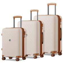 Carry On Suitcase Small 20 Inch Cabin Luggage Medium 24 Inch Large 28 Inch PP Hard Shell Expandable Lightweight TSA Lock Cup Holder 3 Piece Set Beige - Beige - View 15