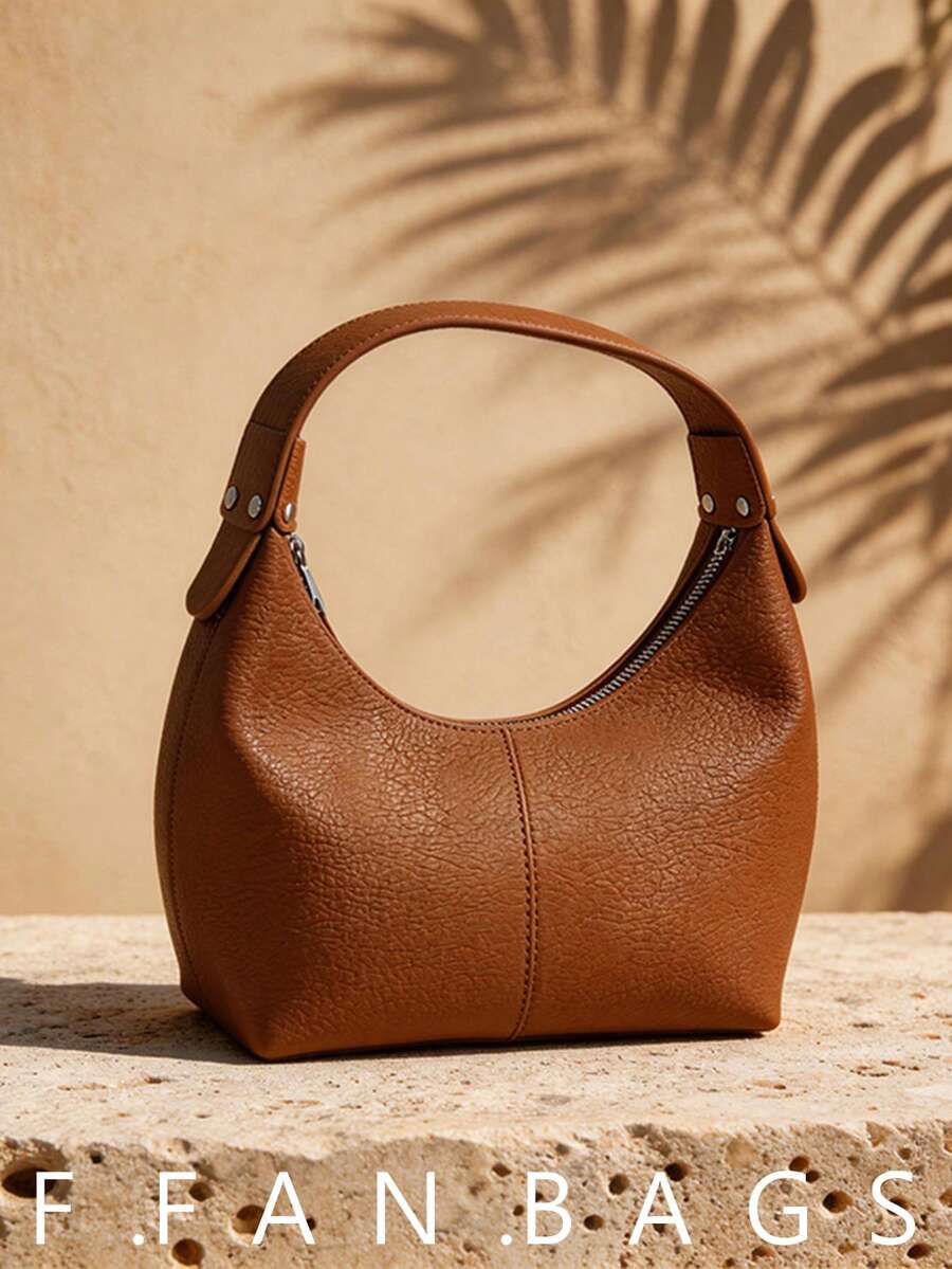 1pc Mini, Minimalist Design Soft PU Solid Color Multi-Function Mini Crossbody Bag, Women's Underarm/Handheld Small Wallet, PU Material, Portable Mini Style - Brown - View 1