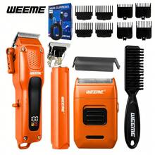 WEEME 4pcs/3pcs/2pcs Men's Professional Electric Shaver Set, With LED Display, Wireless Hair Clipper Shaver Beard Trimmer, Men's Hair Clipper Barber Scissors Set Gift - View 9