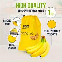 1/2pcs Banana Storage Bag, Light Convenient Washable And Durable, Prevent Ripeness, Kitchen Vegetables And Fruits Fresh Storage, Yellow, Kitchen Supplies - View 2