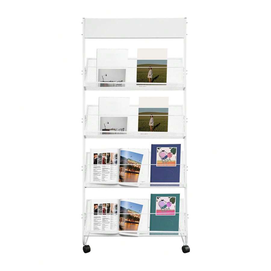 YUNRUX Zeitschriftenständer, Bodenstehender Zeitschriftenständer, Zeitschriftenständer mit Rädern - 1PC - Übersicht 1