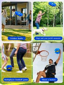 Transformable Elastic UFO Flying Ball 2 In 1 Flying Disc Durable Deformation Sports Ball For Outdoor Lawn Beach Camping Group & Pet Interactive Activities - Multicolor - View 10