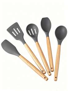 5/12/14/36pcs Kitchen Cooking Utensils Set,Non-Stick Silicone Cooking Kitchen Utensils Spatula Set With Holder, Wooden Handle Silicone Kitchen Gadgets Utensil Set - Multicolor - View 37