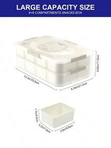 2Pcs Divided Serving Tray With Lid And Handle Divided Snack Box,Portable Snackle Box Snack Containers For Charcuterie, Party,Veggies, Snack, Fruit, Nuts, Candy, Chip, Entertaining, Picnic - Beige - View 2
