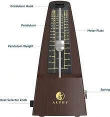 M350 AUPHY Mechanical Metronome With Accent Bell, Classic Shape, Accurate Beat, Multiple Beat Modes, Suitable For Piano Guitar Drums Violin Saxophone Etc(Wood Grain) - ColorB - View 4