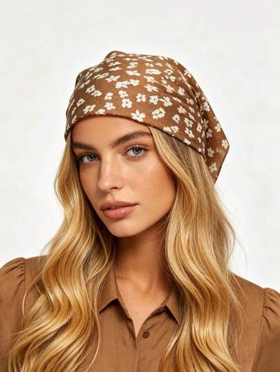1pc Fashion Floral Elastic Triangle Headband, New Versatile Hair Band For Travel And Vacation, Suitable For Women