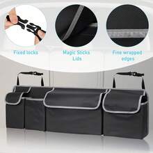 1pc Universal Car Seat Back Storage Bag With Large Capacity Oxford Cloth, Multi-Pocket Car Trunk Organizer, Multi-Function Storage Mesh Bag For Vehicle Organization - Black - View 3