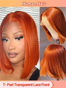 Ginger Bob Lace Front Wigs Human Hair For 13x5x1 Lace Frontal Straight Bob Orange Ginger Wig Lace Front Human Hair Pre Plucked Hairline With Baby Hair Brazilian Hair - S350 - View 1