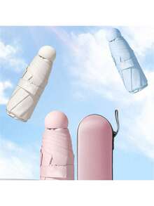 Ultra-Lightweight Portable Capsule Mini 5-Fold Sun Umbrella, UV Protection - Baby Blue - View 11
