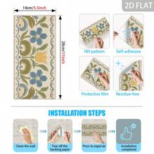 Adesivi per piastrelle floreali vintage 28*14cm autoadesivi impermeabili rimovibili decorazioni per pareti cucina e bagno - C - Visualizzare 7