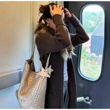 Champagne-colored Woven Bag