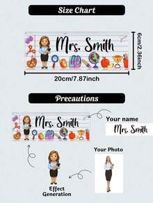 Customized Photo Cartoon Teacher Acrylic Desktop Nameplates, 1/3/5-Piece Sets, Classroom Desktop Decoration Gifts For Teacher's Day, Suitable For Graduation Season, New Teacher Induction Ceremony, Teacher's Day, And School Commendation Activities. - Multicolor - View 3