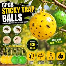 6-Piece, 12-Piece Large-Sized Hanging Fly Traps, Yellow And Green Dual-Color, Highly Adhesive Spherical Surface, Designed For Hanging Use, Non-Electric, Suitable For Fruit Trees, Vegetable Gardens, Greenhouses, Potted Plants, And Balcony Plants. - 6PCS - View 10