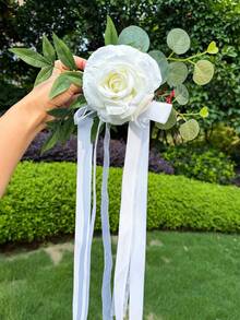 Wedding Car Rearview Mirror Decor Flowers, Wedding Car Door Handle Bowknot Decor Bouquet - Multicolor - View 21