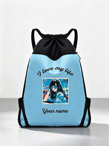 Drawstring Bag Design, Basketball Bag, Football Bag, Sports Shoulder Bag, Lightweight, Foldable, Fashionable, DIY, Customizable Name, Customizable Photo, Gift Bag, Beach Bag, Dance Bag, Marathon Bag, Unique, Portable, All-In-One Customization, Birthday Gift, Men's Bag, Women's Bag, School Bag, Sports Event Bag, Christmas Gift, Christmas Bag, Large Capacity, Contrast Color Design, Streetwear Style, Travel Essential - Multicolor - View 4