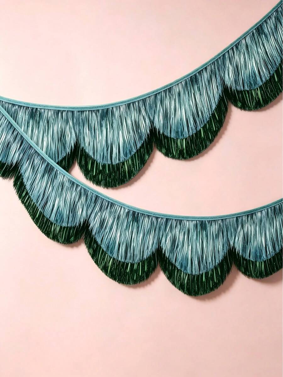 2pcs Fan-Shaped Tassel Garland, Metal Tassel, Layered Shiny Tassel Garland, Sequin Garland, Suitable For Bachelorette Party, Birthday Sign, Shiny Decoration, Photo Booth Backdrop, Iridescent Party Decoration