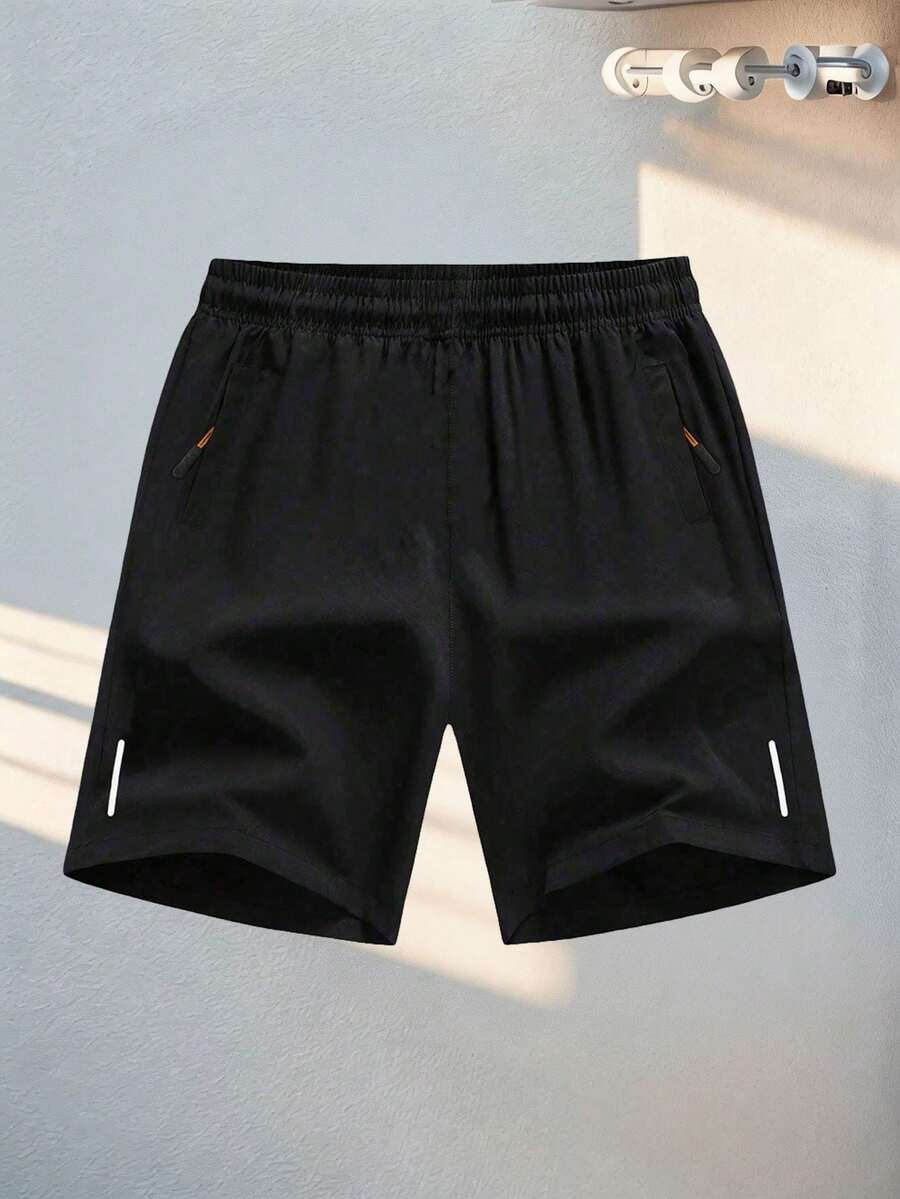 1 件男童/青少年休闲简约运动户外宽松短裤，夏季 - 黑色 - 查看 1