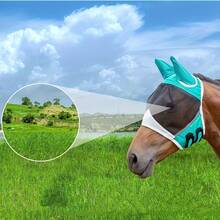 Soft Mesh Half Face Fly Mask With Large Eye Space And Ears, UV Protection And Breathable Mesh, Suitable For Horses, Friction Fit And Enhanced Visibility, Suitable For Cross-Country Riding, Black, Blue - Multicolor - View 4