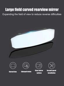 1pc Car Wide Angle Rearview Mirror/Interior Rearview Mirror, Car Reverse Mirror Wide Angle Curved Mirror, Suitable For All Car Models, Increase Field Of View Reduce Blind Spots, Universal High Definition Clip-On Panoramic Rearview Mirror, Car Accessories - A - View 3