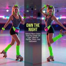 4pcs 80s/90s Style Neon Green Leggings, Holographic Bag, Headband Set, Suitable For Yoga, Party, Summer Activity Theme Party And More - Multicolor - View 3