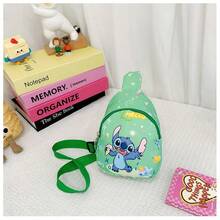 Disney Stitch & Angel 迷你斜挎胸包，Lilo & Stitch 卡通腰包，可調節肩帶輕量尼龍休閒單肩包，戶外旅行日常便攜包，可愛滿版印花卡通胸包，生日節日禮物，開學季 - 粉色 - 查看 5