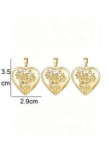 3pcs Fashion Stainless Steel 18K Gold Plated Heart Oval Portrait Relief Locket Pendant, Locket Photo Box With Flip Cover, DIY Unique Ideal Gift For Friends Birthday, Family, Mom/Grandma/Wife Anniversary Gift, Autumn Fashion, Casual, Vintage, Personalized, Daily Wear, Party, Mother's Day, Valentine's Day, Graduation, Wedding - Multicolor - View 32
