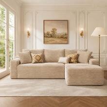 94.5" Modern L-Shaped Living Room Sofa Set, Cloud-Style Sofa, L-Shaped Upholstered Sofa Without Frame, Modern Modular Sofa Set With Recliner, Deep-Seat Sofa, No Assembly Required, Ideal For Living Rooms, Apartments, And More - Camel - View 2